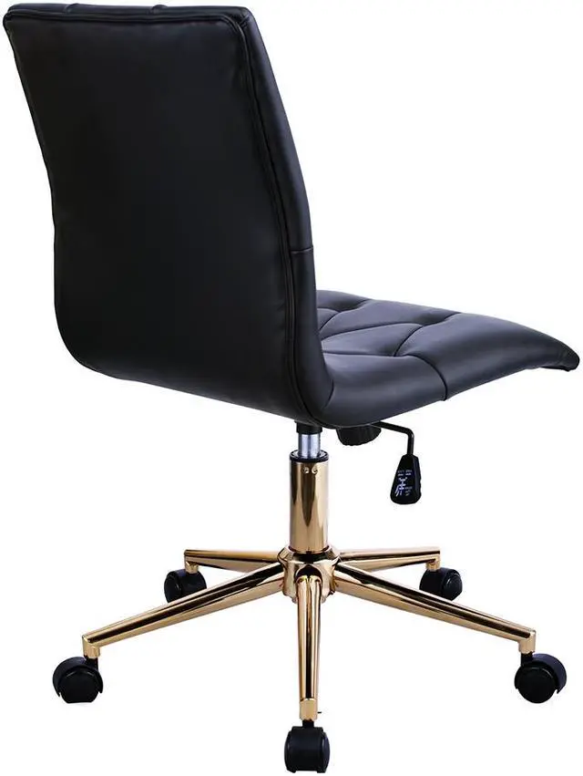 Alt view image 6 of 7 - Swivel Height Adjustable Task Chair Armless PU Leather Tufted Office Chair