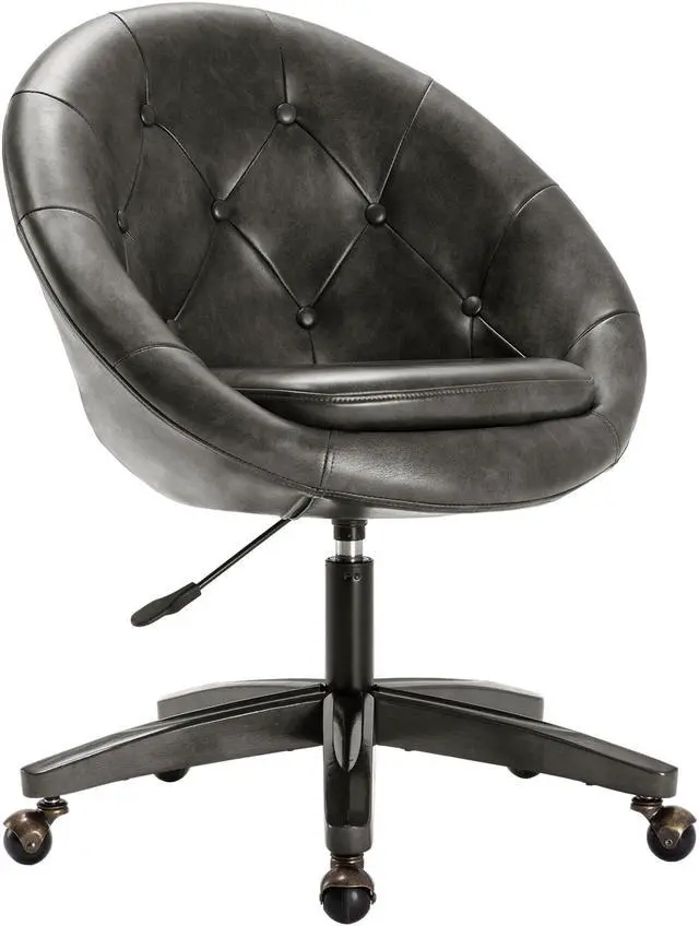 Main image of Duhome PU Leather Office Chair Home Desk Chair Tufted Round Back Adjustable Swivel Chair