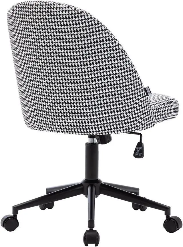 Alt view image 5 of 7 - Duhome Linen Home Office Desk Chair, Swivel Desk Chair Upholstered Chair Rolling Computer Chair with Black Metal Base Mid Back, Adjustable Vanity Chair for Teens Adults, Houndstooth