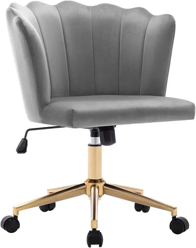 Main image of Duhome Modern Home Office Chair Velvet Fabric Desk Chair Adjustable Swivel Accent Chair with Gold Base