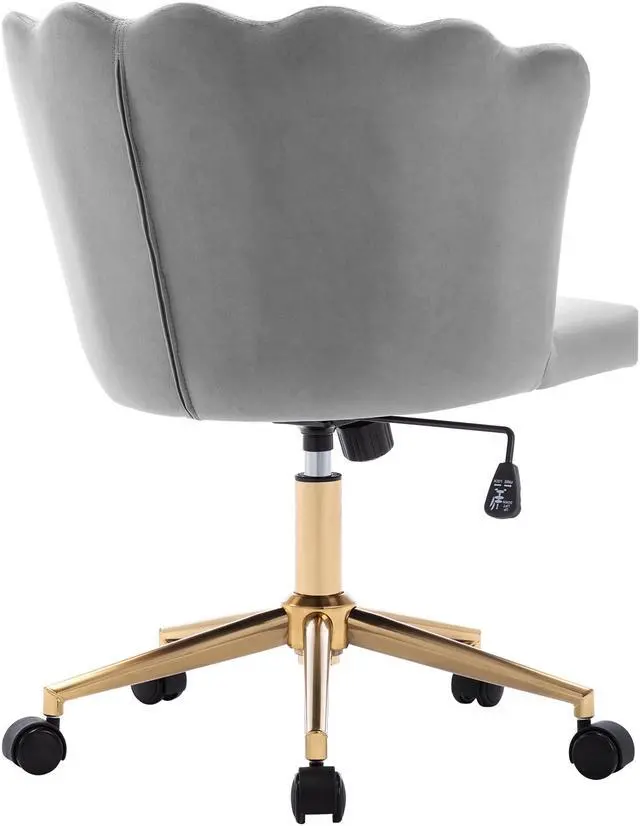 Alt view image 5 of 7 - Duhome Modern Home Office Chair Velvet Fabric Desk Chair Adjustable Swivel Accent Chair with Gold Base