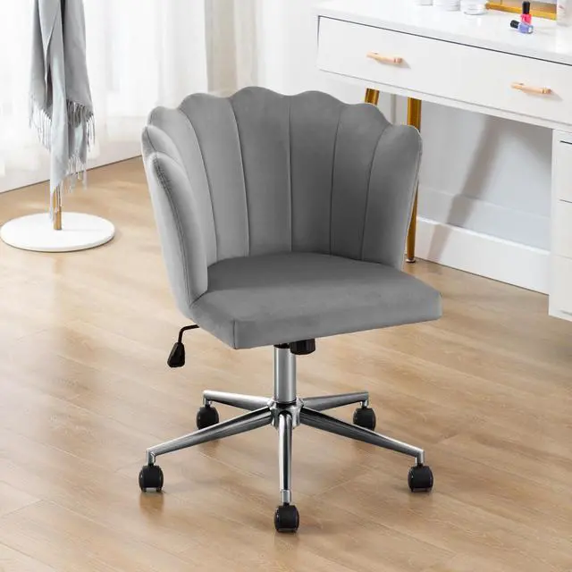 Alt view image 2 of 7 - Duhome Modern Home Office Chair Velvet Fabric Desk Chair Adjustable Swivel Accent Chair with Metal Base