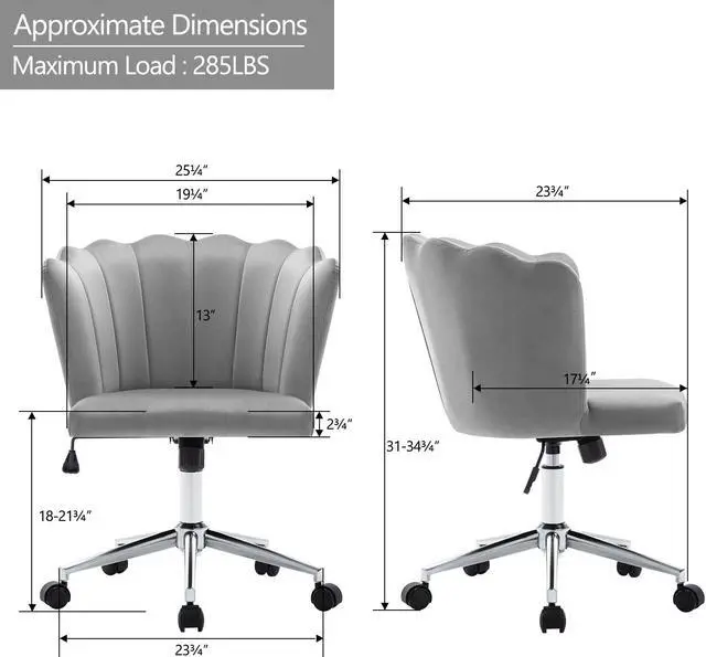 Alt view image 3 of 7 - Duhome Modern Home Office Chair Velvet Fabric Desk Chair Adjustable Swivel Accent Chair with Metal Base