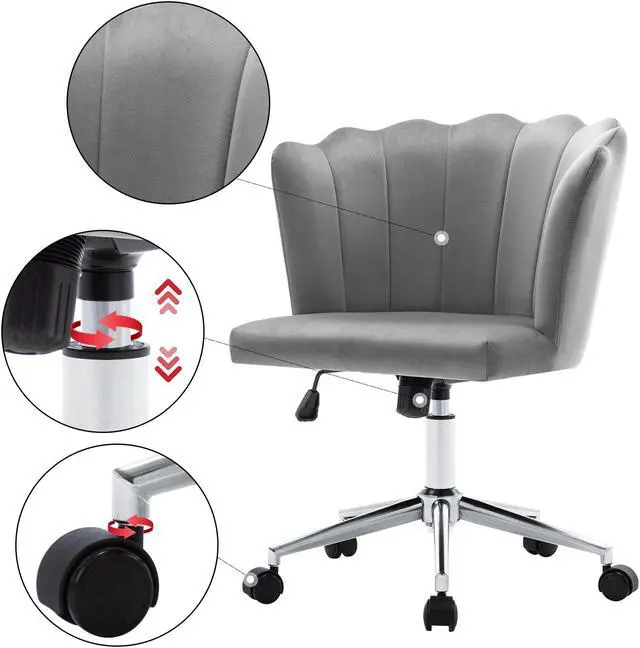 Alt view image 4 of 7 - Duhome Modern Home Office Chair Velvet Fabric Desk Chair Adjustable Swivel Accent Chair with Metal Base
