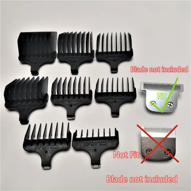 Alt view image 6 of 6 - 8PCS Hair Clipper COMB #1- #8, 1/8"-1", 3-25mm Trimmer Prewave Compatible With Wahl T-Blade WA59302 9886 9888 9888L 9893 9893L 9894 9898L 9899 9937 9984 9994 9867-100 9869 9876 9876L 9880 9880L Parts