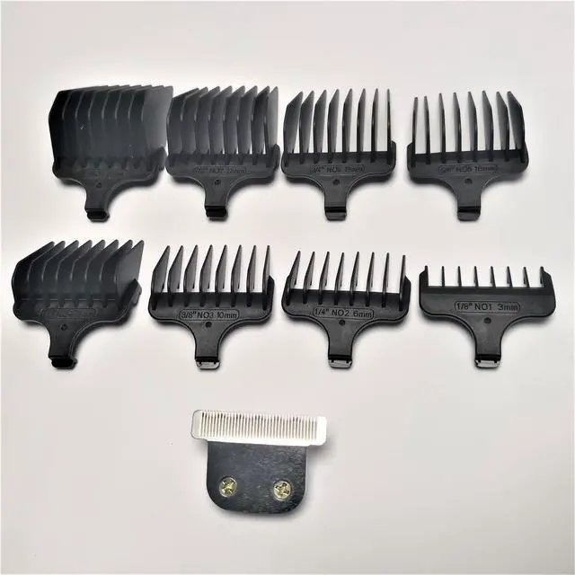 Alt view image 4 of 7 - Hair Clipper T-Blade & 8PCS COMB Trimmer #1- #8, 1/8"-1", 3-25mm Prewave Compatible With Wahl WA59302 9886 9888 9888L 9893 9893L 9894 9898L 9899 9937 9984 9994 9867-100 9869 9876 9876L 9880 9880L