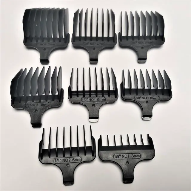 Alt view image 5 of 7 - Hair Clipper T-Blade & 8PCS COMB Trimmer #1- #8, 1/8"-1", 3-25mm Prewave Compatible With Wahl WA59302 9886 9888 9888L 9893 9893L 9894 9898L 9899 9937 9984 9994 9867-100 9869 9876 9876L 9880 9880L