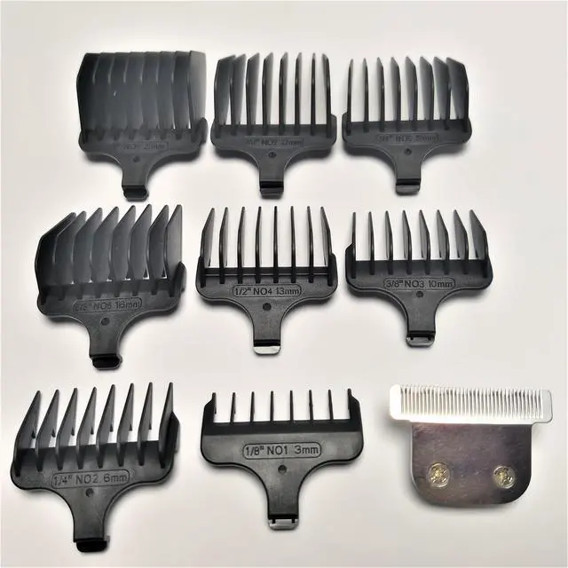 Alt view image 3 of 7 - Hair Clipper T-Blade & 8PCS COMB #1- #8, 1/8"-1", 3-25mm Prewave Compatible With Wahl 9884 9884L 9885 9885L 9837 9854 9854L 9855 9860 9860L 9864 9864L 9867L 9870L 5537C 5598 9653 9686 9816-200 9818L