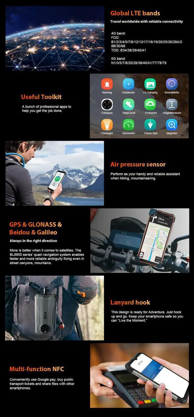 Alt view image 7 of 7 - Blackview BL8800 Rugged Phone Infrared Night Vision Camera 8GB + 128GB Smartphone (Black)