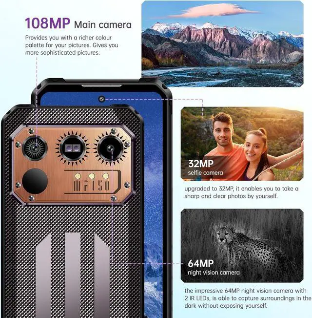 Alt view image 5 of 7 - IIIF150 Raptor (2023) Rugged smartphone with thermal camera, 24 GB + 256 GB/2TB, Android 13 Mobile, 108 MP+64 MP night vision camera, 10,000 mAh (65 W), 6.8" FHD+/PTT/NFC
