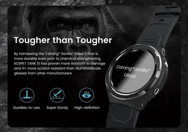 Alt view image 7 of 7 - KOSPET Tank S1 Men's and Women's Smartwatch, Answer/Dial, 1.3-inch AMOLED Screen, 70 Modes, Android iOS White