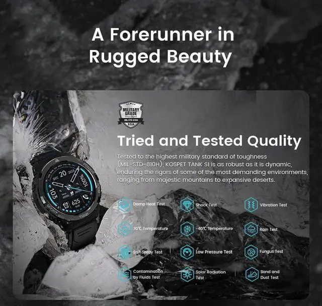 Alt view image 6 of 7 - KOSPET Tank S1 Men's and Women's Smartwatch, Answer/Dial, 1.3-inch AMOLED Screen, 70 Modes, Android iOS White