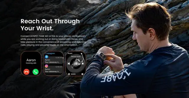 Alt view image 4 of 7 - KOSPET TANK M3 Ultra Men's Smartwatch, Built-in GPS, 60-Day Long Battery, 5ATM and IP69 Water Resistant, 1.96-inch AMOLED HD Display, AI Voice Assistant Silver