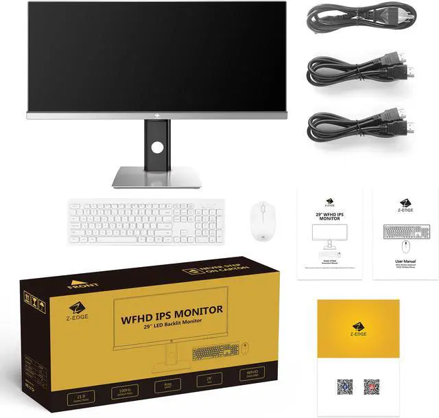 Alt view image 7 of 7 - Z-EDGE U29IAB 29" Ultrawide 2560 x 1080 WFHD 21:9 100Hz 4ms IPS Gaming Monitor, HDMI x2, DisplayPort, Built-in Speakers, with Wireless Keyboard & Mouse