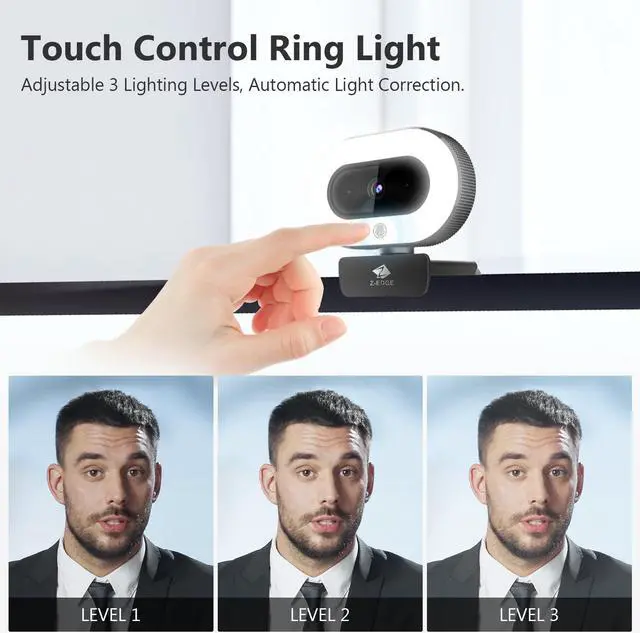 Alt view image 5 of 7 - Z-EDGE ZW560D Full HD 1080P Webcam Auto Focus Web Camera for PC/Desktop/Laptop, Built-in Full Directional Microphone, Plug & Play, Compatible with Windows/Android/MAC OS, With Tripod