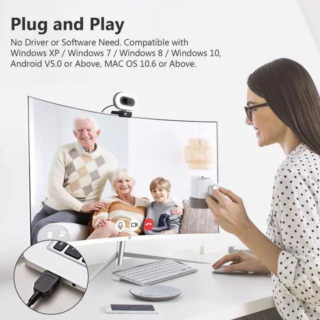 Alt view image 6 of 7 - Z-EDGE ZW560D Full HD 1080P Webcam Auto Focus Web Camera for PC/Desktop/Laptop, Built-in Full Directional Microphone, Plug & Play, Compatible with Windows/Android/MAC OS, With Tripod
