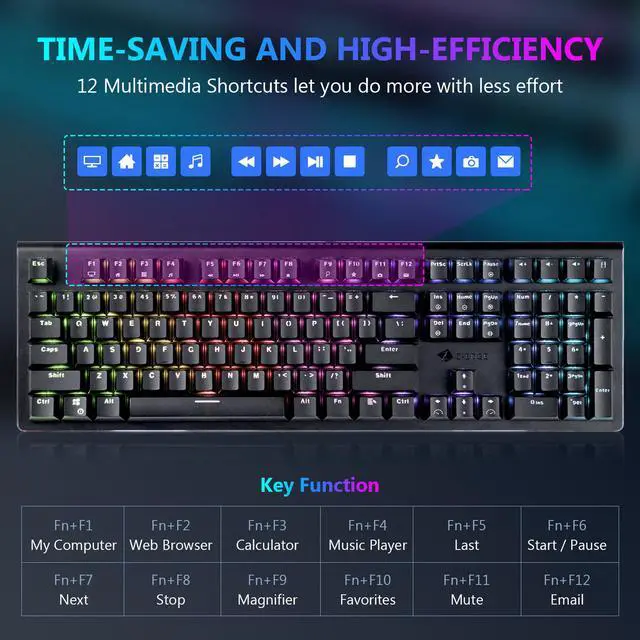 Alt view image 7 of 7 - Z-EDGE UK108 108 Keys RGB Optical Mechanical Gaming Keyboard, with RGB Backlight and Palm Rest, Outemu Brown Switches