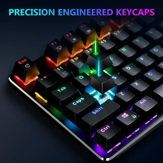 Alt view image 2 of 7 - Z-EDGE UK104 104 Keys USB Wired Mechanical Gaming Keyboard, with Rainbow RGB Backlit, Outemu Brown Switches
