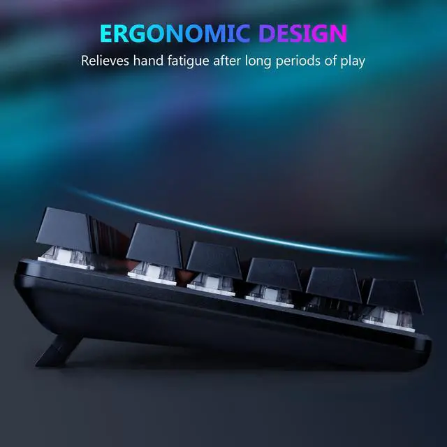 Alt view image 6 of 7 - Z-EDGE UK104 104 Keys USB Wired Mechanical Gaming Keyboard, with Rainbow RGB Backlit, Outemu Brown Switches
