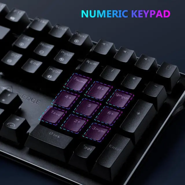 Alt view image 3 of 7 - Z-EDGE UK108 108 Keys RGB Optical Mechanical Gaming Keyboard, with RGB Backlight and Palm Rest, Outemu Brown Switches