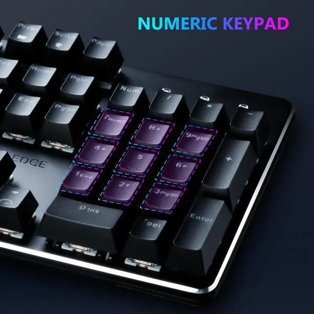 Alt view image 3 of 7 - Z-EDGE UK104 104 Keys USB Wired Mechanical Gaming Keyboard, with Rainbow RGB Backlit, Outemu Brown Switches