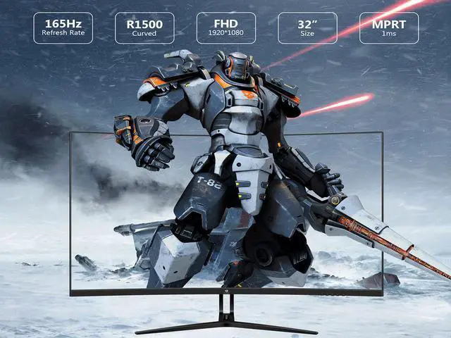 Alt view image 6 of 7 - Z-EDGE UG32 32" 1080P 165Hz 1ms 1500R Curved Gaming Monitor, HDR10 Compatible, FreeSync, HDMI x2, DisplayPort x2, 178° View Angle, with RGB Light, Built in Speakers, Eye-Care Technology