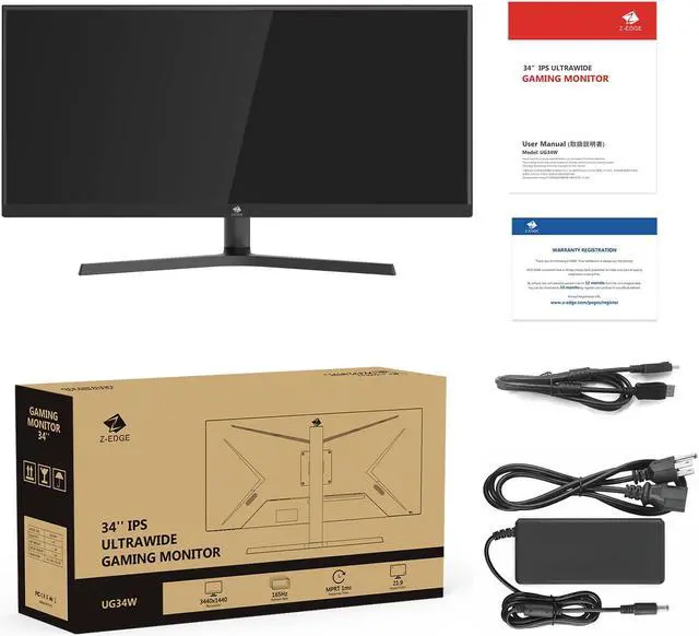Alt view image 7 of 7 - Z-EDGE UG34W 34" UWQHD 3440 x 1440 Ultra Wide 21:9 165Hz 1ms 2K IPS Gaming Monitor, 400cd/m², FreeSync, PBP & PIP Mode, 2x DisplayPort 1.4 + 1x HDMI 2.0, Support VESA Mount