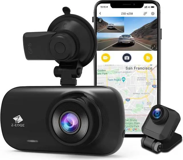 デジカメ2台 Z-EDGE Z3D-WiFi 2K 2560x1440 Dual Lens Dash Cam, Front and