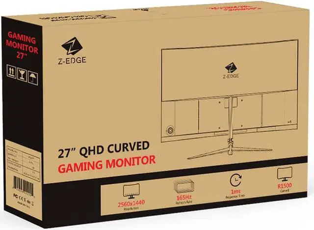 Alt view image 5 of 5 - Z-EDGE 27 inch 2K QHD 2560x1440 165Hz (DP) 144Hz (HDMI) 1ms Curved Gaming Monitor