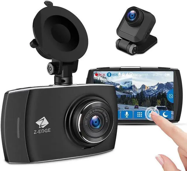 Main image of Z-EDGE Dual Dash Cam 4.0" Touch Screen Front and Rear Dash Cam FHD 1080P with Night Mode, 32GB Card Included,155 Degree Wide Angle, WDR, G-Sensor, Loop Recording