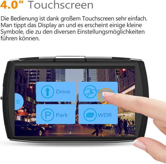 Alt view image 2 of 7 - Z-EDGE Dual Dash Cam 4.0" Touch Screen Front and Rear Dash Cam FHD 1080P with Night Mode, 32GB Card Included,155 Degree Wide Angle, WDR, G-Sensor, Loop Recording