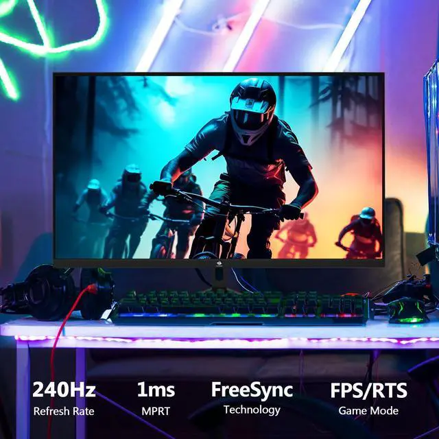 Alt view image 5 of 6 - Z-EDGE UG25F 24 inch (24.5" actual size) 1080P Full HD Flat Panel 240Hz 1ms Gaming Monitor, 350cd/m, 16.7 Million Colors (8bit), HDMI x 2 / DP x 1, FreeSync Compatible, Support Wall Mount