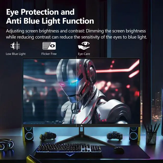 Alt view image 6 of 6 - Z-EDGE UG27QF 27" 2K QHD 2560 x 1440 144Hz 1ms IPS Flat Panel Gaming Monitor, FreeSync Compatible, HDMI x 2, DP x 2, Eye-Care Technology