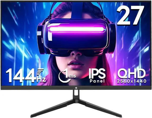 Main image of Z-EDGE 27 inch 2K 2560 x 1440 QHD 144Hz 1ms IPS Gaming Monitor, FreeSync Compatible, 2 x HDMI 2.0, 2 x DP 1.4, Supports Wall Mount
