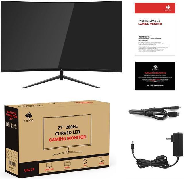 Alt view image 7 of 7 - Z-EDGE 27 inch 1080P Full HD 1920 x 1080 280 Hz 1 ms Curved Gaming Monitor, HDMI x 2, DP x 2, Supports Wall Mount