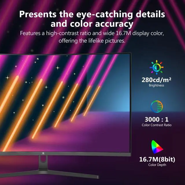 Alt view image 2 of 6 - Z-EDGE UG32 32" 2560x1440 2K QHD 170Hz (DP) 144Hz (HDMI) 1ms Curved Gaming Monitor, FreeSync, HDMI x2 , DP x2, Eye-Care Technology