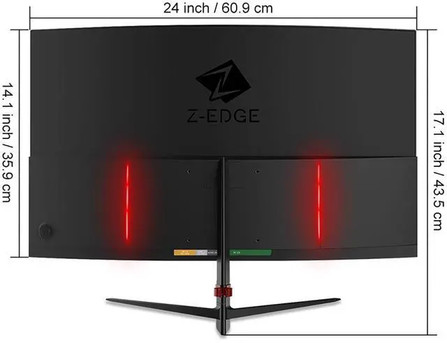 Alt view image 4 of 7 - Z-EDGE 27 inch 1080P Full HD 1920 x 1080 200Hz 1ms Curved Gaming Monitor, 16.7 Million Display Colors, FreeSync Compatible, Ultra-Slim Bezel, HDMI 2.1 + DP 1.4