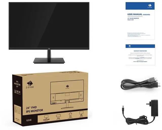 Alt view image 7 of 7 - Z-EDGE 24" Full HD 1920 x 1080 100Hz 5ms Flat-Panel IPS Monitor, HDMI + VGA