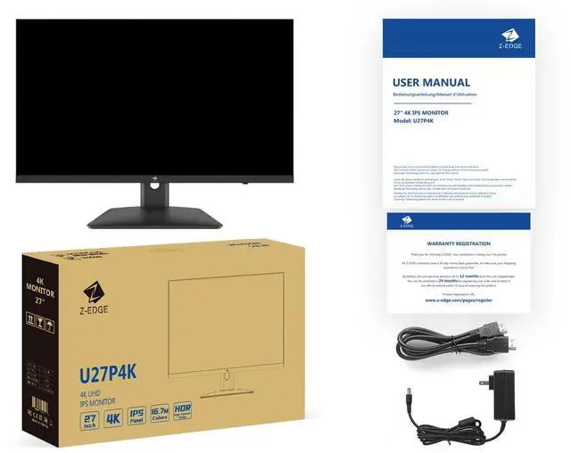 Alt view image 7 of 7 - Z-EDGE 27 inch UHD 4K 75Hz IPS Monitor, Ultra HD 3840x2160, FreeSync Compatible, HDMI x 2, DP x 2, Low Blue Light
