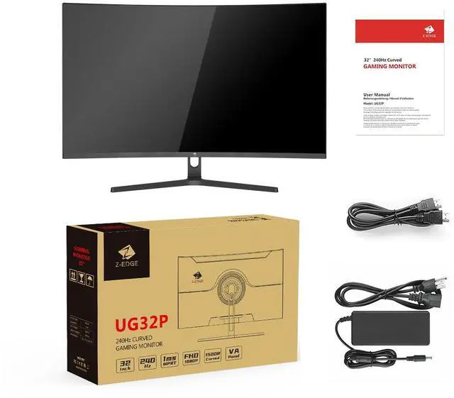 Alt view image 7 of 7 - Z-EDGE 32 inch 1080P FHD 240Hz 1ms Curved Gaming Monitor, HDMI x 2, DP x 2, Ultra-Slim Frame