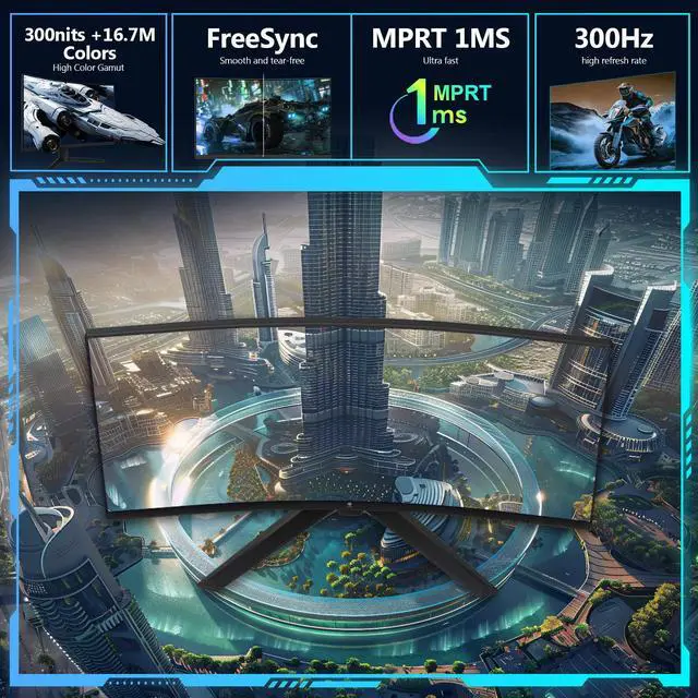 Alt view image 2 of 7 - Z-EDGE UG27S 27" 1080P Full HD 1920 x 1080 300Hz 1ms 1500R Curved Gaming Monitor, HDMI x 2, DP x 2