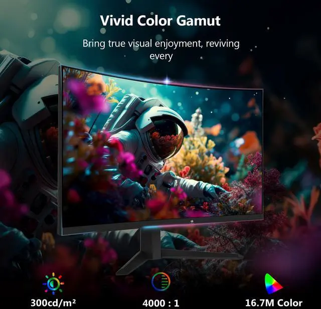 Alt view image 5 of 7 - Z-EDGE UG27S 27" 1080P Full HD 1920 x 1080 300Hz 1ms 1500R Curved Gaming Monitor, HDMI x 2, DP x 2