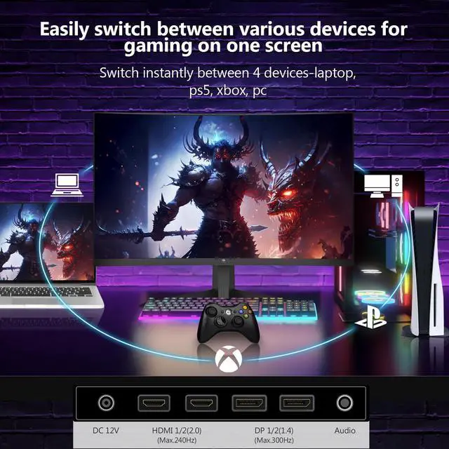 Alt view image 7 of 7 - Z-EDGE UG27S 27" 1080P Full HD 1920 x 1080 300Hz 1ms 1500R Curved Gaming Monitor, HDMI x 2, DP x 2