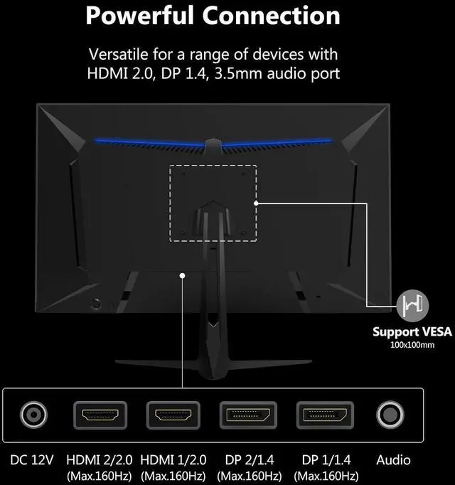 Alt view image 6 of 7 - Z-EDGE G274K 27" Ultra HD 3840 x 2160 4K UHD 160Hz 1ms IPS Gaming Monitor, Flat Panel, 1.07B Colors, HDMI x 2 + DP x 2, FreeSync Compatible, Anti-Glare