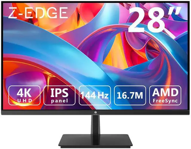 Main image of Z-EDGE 28" Ultra HD 4K 3840 x 2160 144Hz 1ms IPS Gaming Monitor, HDMI x2, DP x2, FreeSync Compatible, Support Wall Mount