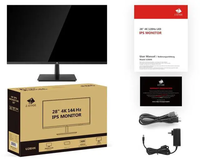 Alt view image 7 of 7 - Z-EDGE 28" Ultra HD 4K 3840 x 2160 144Hz 1ms IPS Gaming Monitor, HDMI x2, DP x2, FreeSync Compatible, Support Wall Mount