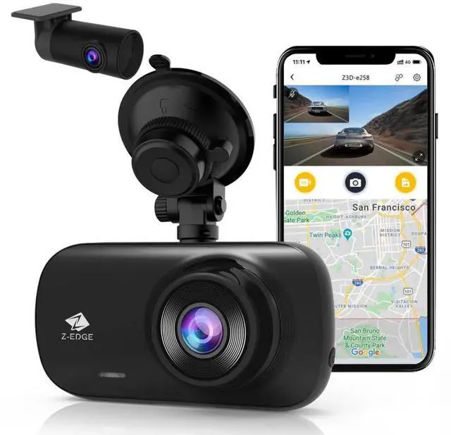 Main image of Z-EDGE Z3D-WiFi Dual Dash Cam, 4K UHD Front + 1080P Rear, GPS, Parking Mode, GSensor, Night Vision, Loop Recording, Built-in Speaker and Microphone, Supports Smartphone App