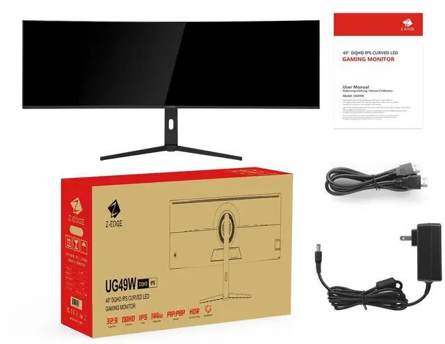 Alt view image 7 of 7 - Z-EDGE 49" 32:9 DQHD 5120x1440 3800R Curved IPS Gaming Monitor, 144Hz 1ms, 400cd/m²,  1.07B Colors (10bit), Height / Tilt / Rotate Adjustable