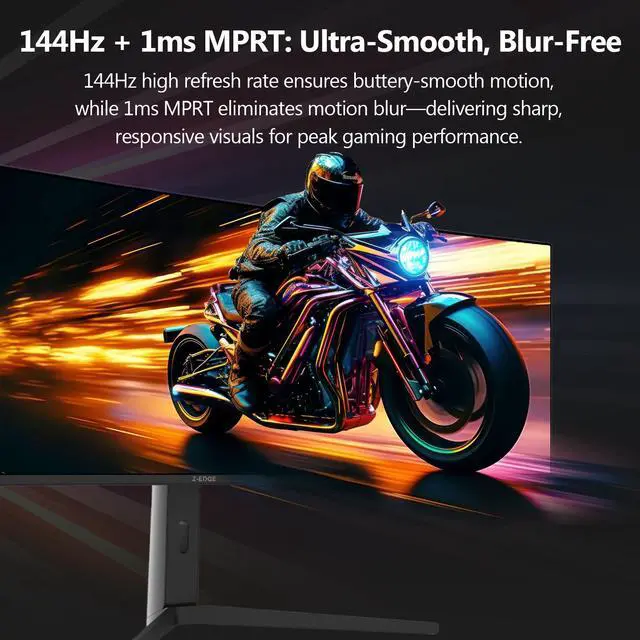 Alt view image 3 of 7 - Z-EDGE UG49W 49" Super Ultra Wide DQHD 5120x1440 144Hz 1ms 3800R Curved Gaming Monitor, HDMI2.1 + DP1.4 + USB-C, 1.07B Colors (10bit), Adjustable Stand
