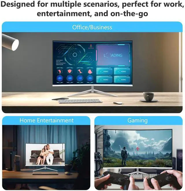 Alt view image 6 of 7 - Z-EDGE U24C 24" 1080P 1920 x 1080 Full HD LED Backlit 100Hz Curved Gaming Monito, HDMI + DP, 16.7 Million Colors, 100% sRGB